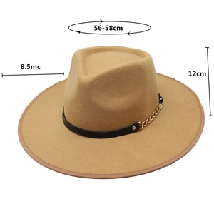 Guida alle taglie per cappello in feltro kaki con catena e tesa larga da 8,5 cm