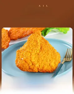 Dettaglio macro del modello di cotoletta di pollo fritto dorato con trama realistica