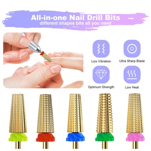 Professional Nail Drill Bit Alloy Gold Coated Multifunctional Gel Polish Remover Manicure Pedicure Tool Salon Home Use