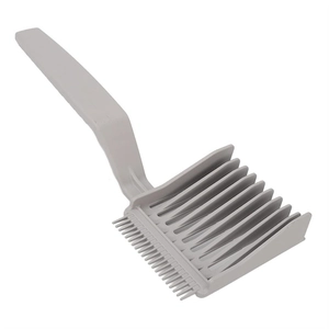 Professional grey barber fade comb with long handle for hair styling and clipper blending