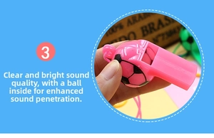 Pink soccer whistle with lanyard, internal bead for loud clear sound detail