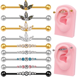 Bijoux De Piercing D'oreille Industriel Barbell En Acier Inoxydable Marquise Zircon Clou De Cartilage