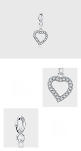Detailed close-up of S925 sterling silver heart pendant with pavé set 5A cubic zirconia