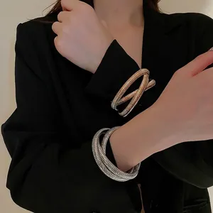 Chic multi-layered wrap snake bone stretch bracelets in gold and silver finish