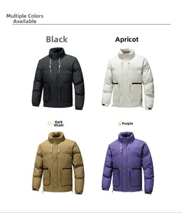 Winter men's outdoor utility jackets available in black, apricot, khaki, and purple