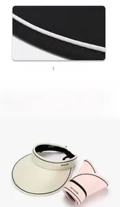 Detail of wide brim sun visor with high-density stitching and foldable cooling fabric