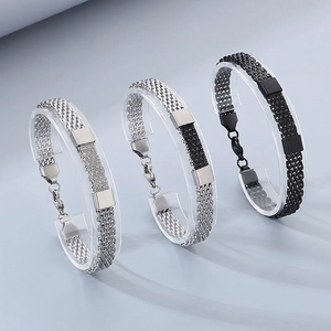 Stainless Steel Braided Mesh Bracelet For Men Retro Punk Industrial Snake Chain Jewelry Minimalist Personality