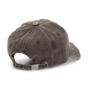 Casquette de baseball en coton délavé vintage avec bord usé et boucle arrière en métal