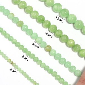 Natural green jade beads in 4mm to 12mm sizes for DIY jewelry making and necklaces
