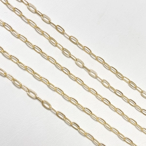 DIY handmade 14K gold plated textured oval link chains for jewelry making necklaces