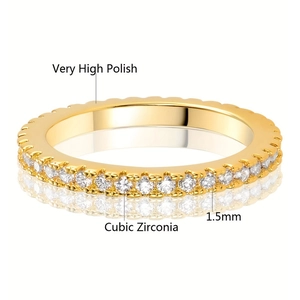 Minimalist gold eternity ring with 1.5mm cubic zirconia stones in high polish finish