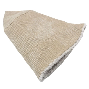 Women's denim bucket hat with fleece lining and frayed edges for autumn winter