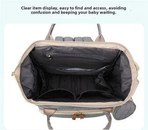 Top view of diaper bag interior showing multiple compartments and spacious storage layout