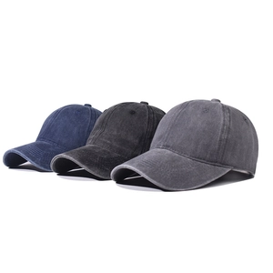 Lot de 3 casquettes de baseball en coton délavé, coloris bleu marine, noir et gris