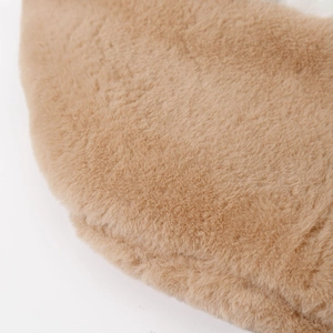 High quality plush fox ear winter hat for women in warm tan faux rabbit fur