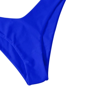 Close-up of royal blue seamless high-elastic bikini bottoms with precise stitching