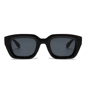 Classic black square frame sunglasses with retro acetate design and dark grey lenses