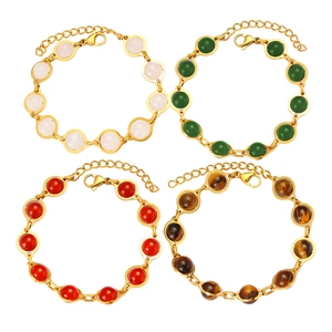 Minimalist bohemian gold-plated bracelets featuring colorful round turquoise beads