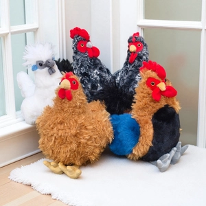 Set di peluche a forma di gallo e gallina realistici in morbida pelliccia sintetica