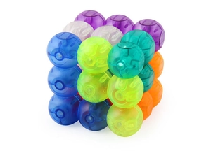 Detailed 3x3x3 magnetic cube made of 27 translucent colorful spheres for kids