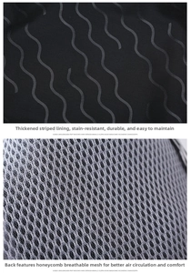 Close-up of durable striped inner lining and breathable honeycomb mesh back padding