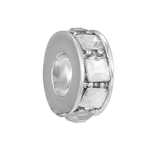 Ciondolo in argento con strass quadrati per la creazione di bracciali fai-da-te