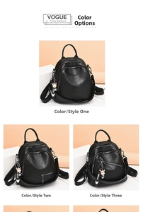 Detailed comparison of three black lychee grain leather backpacks with various zipper styles
