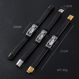 Trend 304 stainless steel insect leather bracelets in black, gold and silver finishes