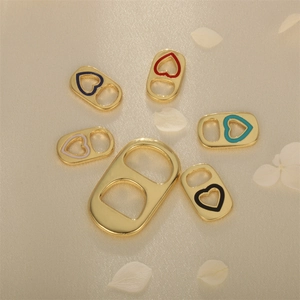 Can Pull Tab Charms Gold Plated Copper Heart Enamel Pendants For DIY Jewelry Making Necklaces Earrings Accessories