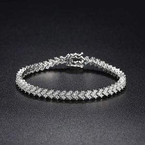 Sparkling S925 sterling silver tennis bracelet with multi-row pavé moissanite stones