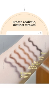 Arm-Swatches von 6 langanhaltenden Augenbrauenstiften in Braun- und Grautönen