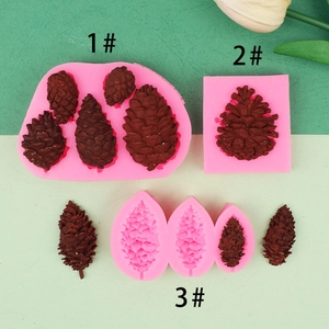 Detailed pink silicone molds for pinecone fondant cake decorations with 3 different sizes
