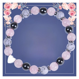 Detail of natural stone bead bracelet on Best Friend gift card with heart charm