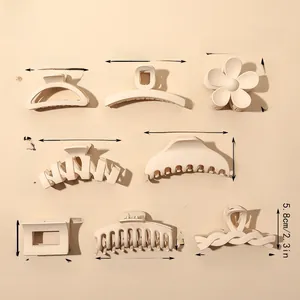 Detailed dimensions and weights for 8 various cream matte hair claw clips