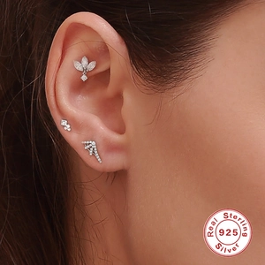 S925 sterling silver spider web stud earrings with sparkling stones for women
