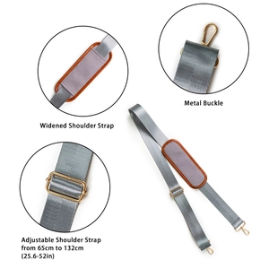 Bandoulière réglable en nylon gris avec coussinet en cuir PU et boucles dorées