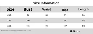 Tableau des tailles détaillé pour robe dos nu grande taille avec mesures 0XL à 2XL