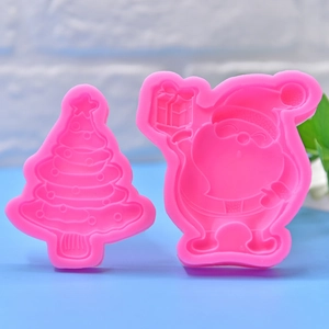 Pink silicone Christmas tree and Santa Claus molds for DIY soap and candle making