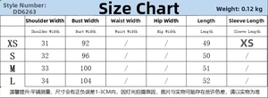 Detailed size chart for short sleeve crepe top showing shoulder bust and length measurements