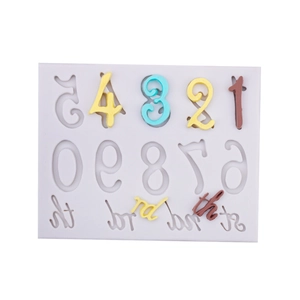 Silicone number and ordinal suffix mold for fondant, chocolate and clay baking decoration