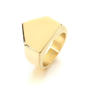 Minimalist geometric pyramid ring for men made of 18K gold plated stainless steel