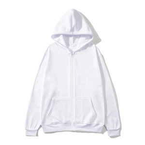 Detail view of the high-quality cotton fabric and white zip-up hoodie texture