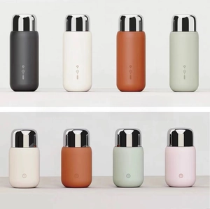 Macro shot of 316 stainless steel vacuum flasks in eight matte and metallic colors