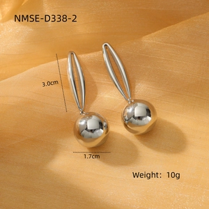 Polished silver hollow sphere earrings in titanium steel for women minimalist style