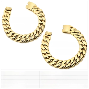 Detailed size specifications for bold gold stainless steel Cuban link chain necklace