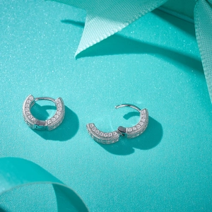 Classic 925 silver iced out hoop earrings with shimmering moissanite for men and women