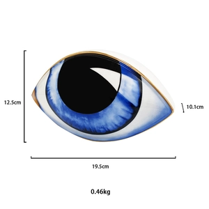 Detailed dimensions of the ceramic blue Evil Eye decor: 19.5cm length and 12.5cm height