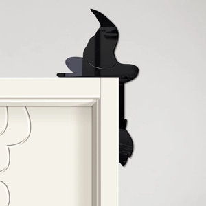 Halloween witch hat wall decor in black acrylic for door frames and corner accents