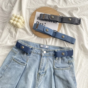 Buckle-Free Invisible Elastic Belt For Jeans No Show Stretch Waist Belt For Women Men Faux Leather Elastic Webbing Adjuster Lazy Belt