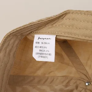 Detailed interior view of leopard print baseball cap with cotton blend fabric labels